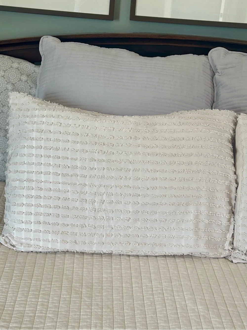 Warmdern Neutral Striped Pillow Shams Set of 2 - Microfiber No Inserts Boho